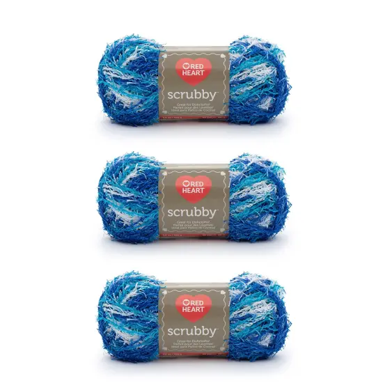 Red Heart Scrubby Waves Yarn - 3 Pack of 85g/3oz - Polyester - 4 Medium (Worsted) - 78 Yards - Knitting/Crochet {1}