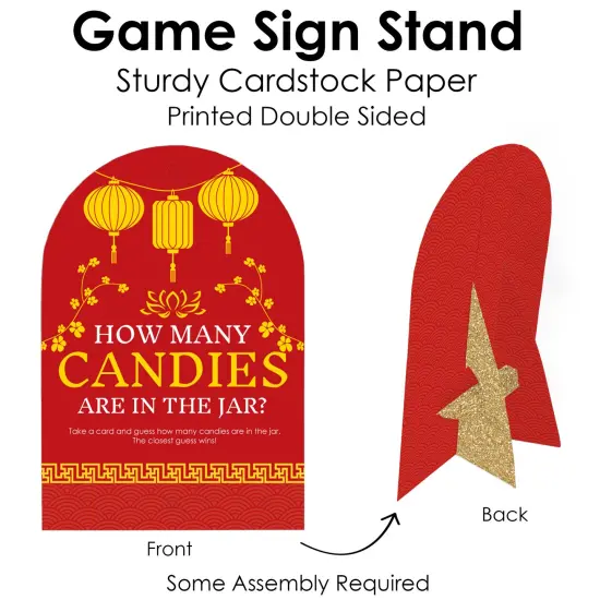 Big Dot of Happiness Lunar New Year Game - How Many Candies - 1 Stand and 40 Cards - Candy Guessing Game {6}
