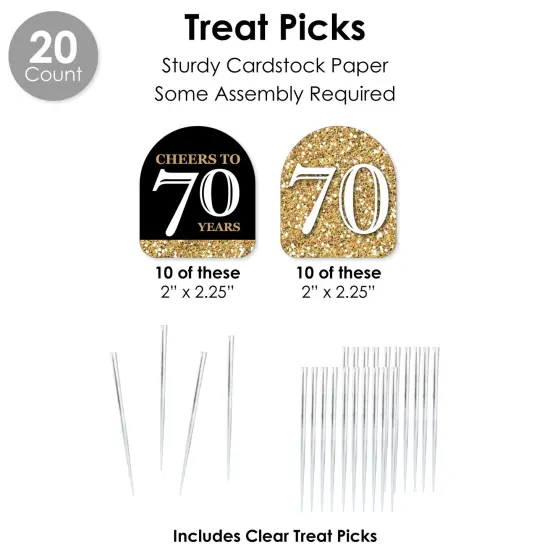 Big Dot of Happiness Adult 70th Birthday - Gold - Birthday Party Favors and Cupcake Kit - Fabulous Favor Party Pack - 100 Pieces {7}