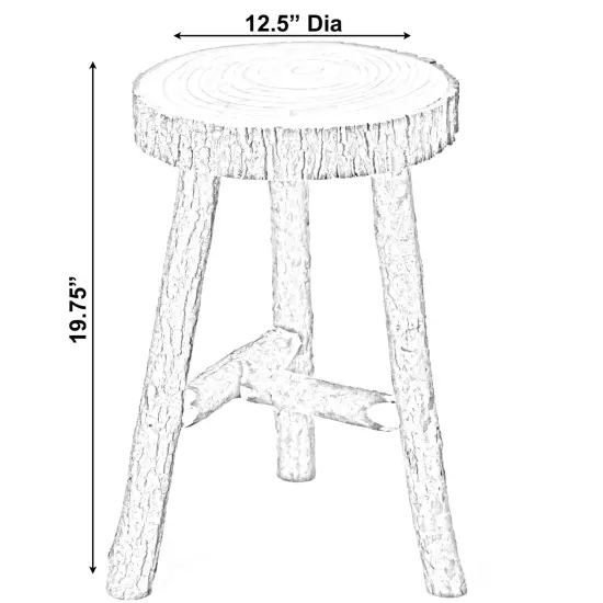 Decorative Antique Log Cabin Natural Wooden Accent Stool Side Table {3}