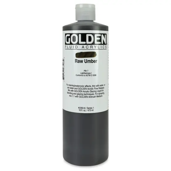 Golden Fluid Acrylics - Raw Umber, 16 oz bottle {1}