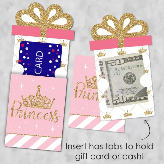 Big Dot of Happiness Little Princess Crown - Pink & Gold Baby Shower or Birthday Party Money & Gift Card Sleeves - Nifty Gifty Card Holders - Set of 8 {4}