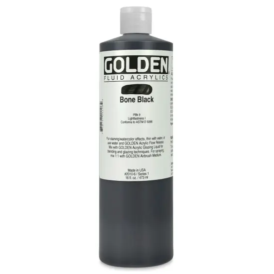 Golden Fluid Acrylics - Bone Black, 16 oz bottle {1}
