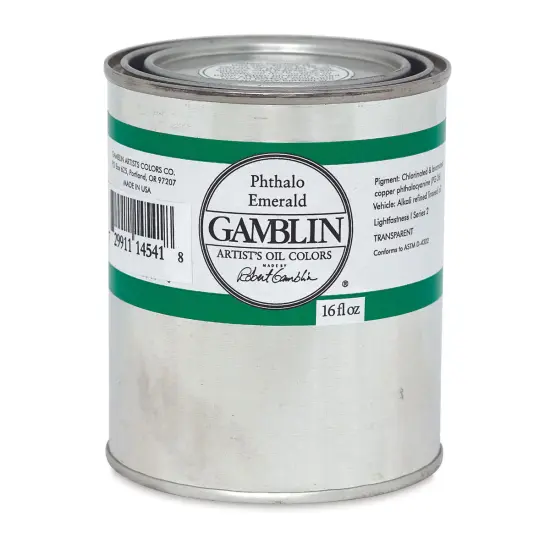 Gamblin Artist's Oil Color - Phthalo Emerald, 16 oz Can {1}