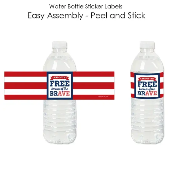 Big Dot of Happiness Happy Veterans Day - Patriotic Water Bottle Sticker Labels - Set of 20 {3}