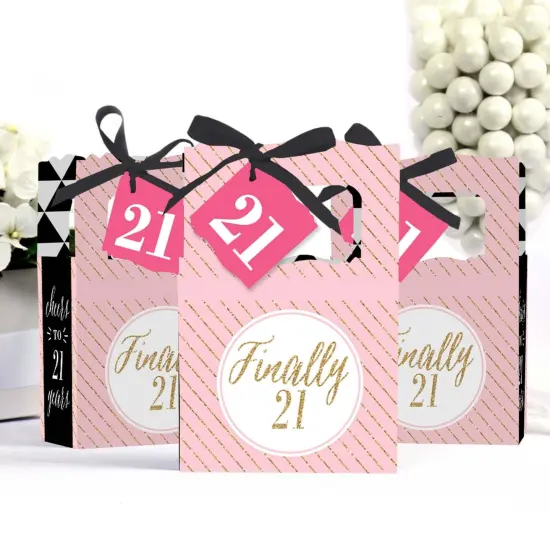 Big Dot of Happiness Finally 21 Girl - 21st Birthday - Party Favor Boxes - Set of 12 {4}