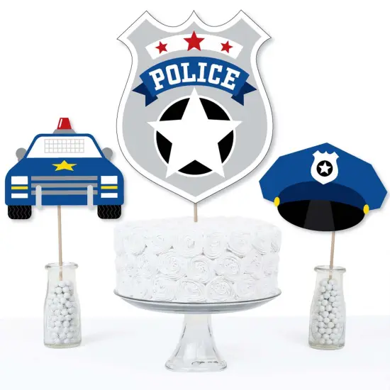 Big Dot of Happiness Calling All Units - Police - Cop Birthday Party or Baby Shower Centerpiece Sticks - Table Toppers - Set of 15 {4}