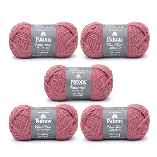Patons Classic Wool Rose Yarn - 5 Pack of 3.5oz/100g - Wool - 4 Medium - 210 Yards - Knitting/Crochet {1}
