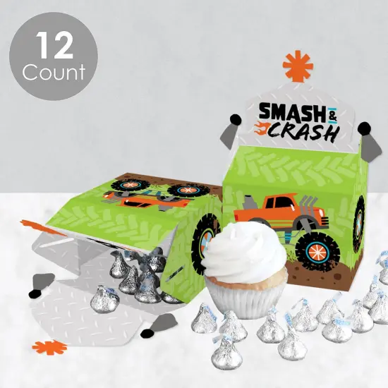 Big Dot of Happiness Smash and Crash - Monster Truck - Treat Box Party Favors - Boy Birthday Party Goodie Gable Boxes - Set of 12 {4}