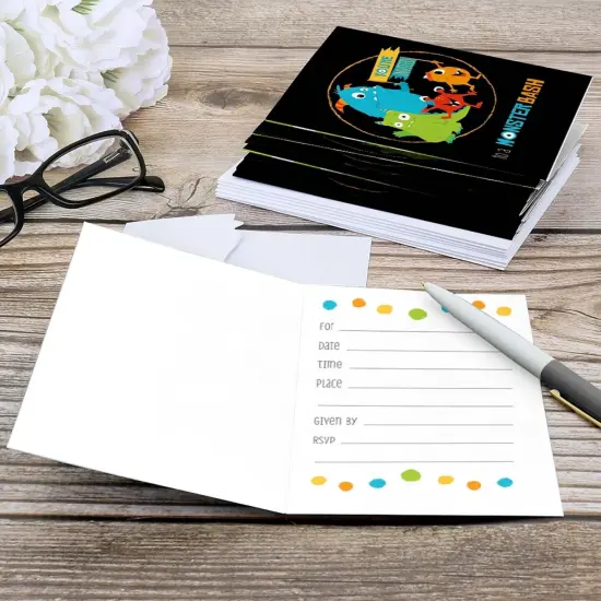 Big Dot of Happiness Monster Bash - Fill In Little Monster Birthday Party or Baby Shower Invitations (8 count) {6}