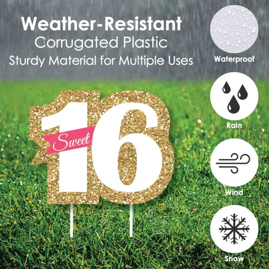 Big Dot of Happiness Sweet 16 - Yard Sign and Outdoor Lawn Decorations - 16th Happy Birthday Party Yard Signs - Set of 8 {4}