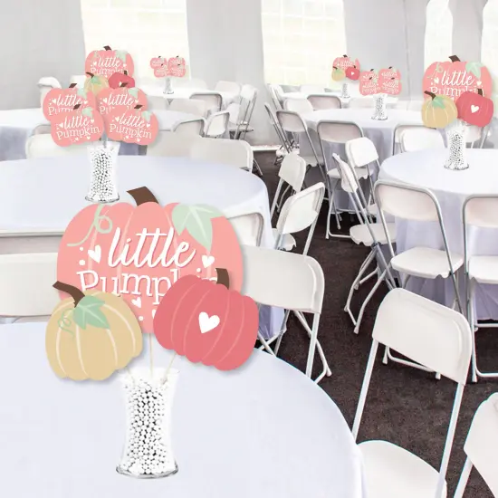 Big Dot of Happiness Girl Little Pumpkin - Fall Birthday Party or Baby Shower Centerpiece Sticks - Showstopper Table Toppers - 35 Pieces {3}