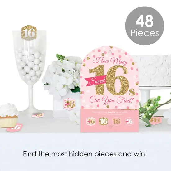 Big Dot of Happiness Sweet 16 - 16th Birthday Party Scavenger Hunt - 1 Stand and 48 Game Pieces - Hide and Find Game {3}