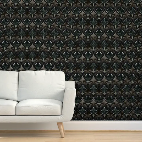 Peel & Stick Wallpaper 2FT Wide 1920S Glam Boho Jungle Geometric Luxury Custom Removable Wallpaper by Spoonflower {5}