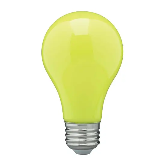Satco LED Bug Light 8W A19 Ceramic Yellow Dimmable Light Bulb {1}
