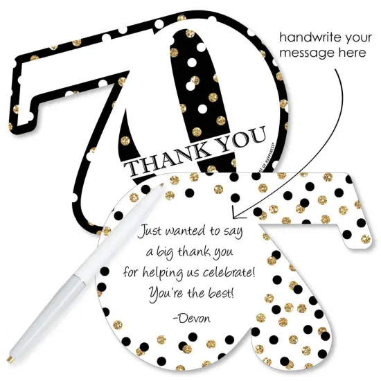 Big Dot of Happiness Adult 70th Birthday - Gold - Shaped Thank You Cards - Birthday Party Thank You Note Cards with Envelopes - Set of 12 {3}