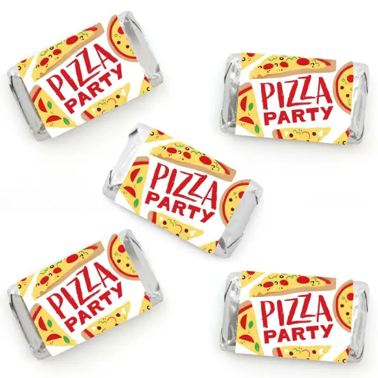 Big Dot of Happiness Pizza Party Time - Mini Candy Bar Wrapper Stickers - Baby Shower or Birthday Party Small Favors - 40 Count {1}