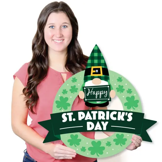 Big Dot of Happiness Irish Gnomes - Outdoor St. Patrick's Day Party Decor - Front Door Wreath {7}