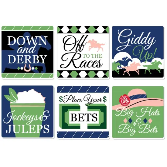 Big Dot of Happiness Kentucky Horse Derby - Funny Horse Race Party Decorations - Drink Coasters - Set of 6 {1}