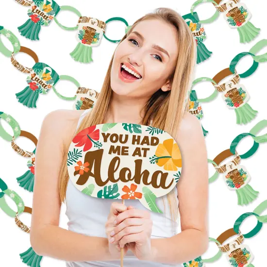 Big Dot of Happiness Tropical Luau - Banner and Photo Booth Decorations - Hawaiian Beach Party Supplies Kit - Doterrific Bundle {3}