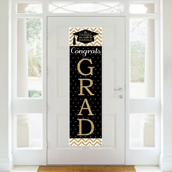 Big Dot of Happiness Gold Graduation Party Door Decoration - Vertical Banner {3}