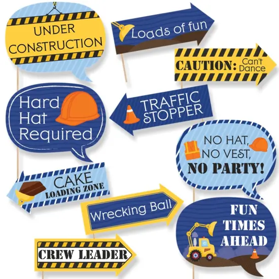 Big Dot of Happiness Funny Construction Truck - Baby Shower or Birthday Party Photo Booth Props Kit - 10 Piece {1}