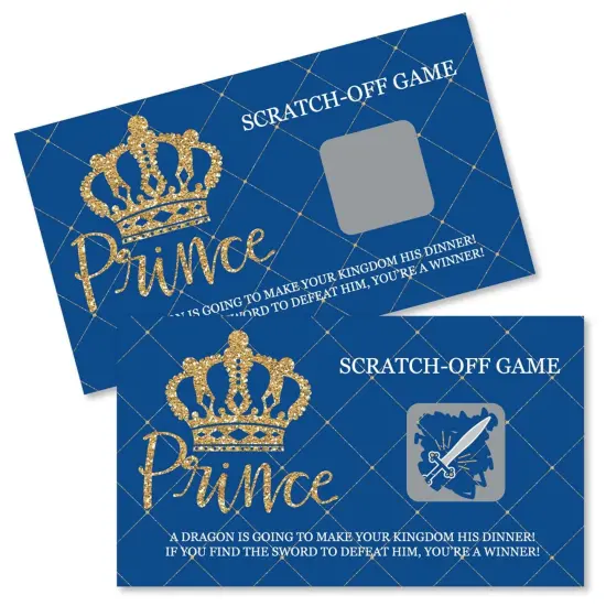 Big Dot of Happiness Royal Prince Charming - Baby Shower or Birthday Party Game Scratch Off Cards - 22 Count {1}