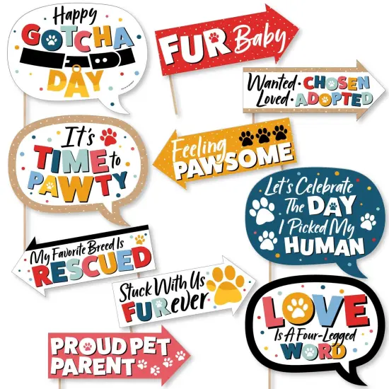Big Dot of Happiness Funny Happy Gotcha Day - Dog and Cat Pet Adoption Party Photo Booth Props Kit - 10 Piece {1}