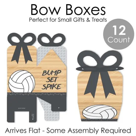 Big Dot of Happiness Bump, Set, Spike - Volleyball - Square Favor Gift Boxes - Baby Shower or Birthday Party Bow Boxes - Set of 12 {7}