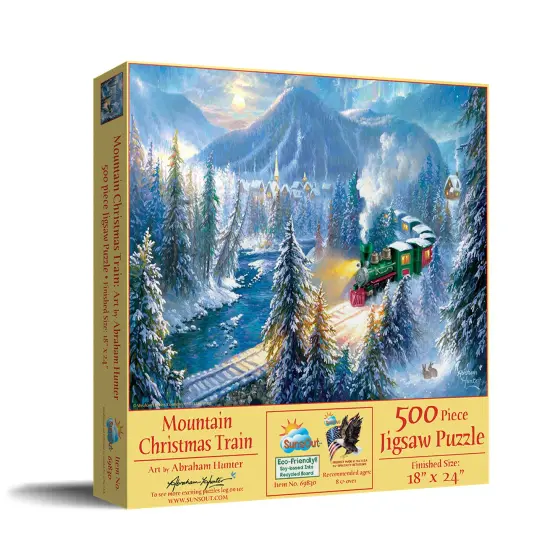 Sunsout Mountain Christmas Train 500 pc Christmas Jigsaw Puzzle 69830 {3}