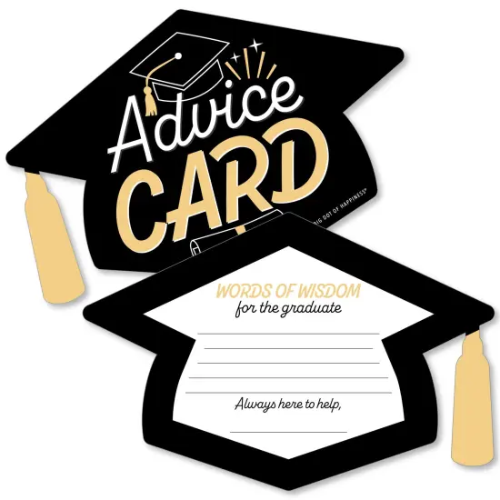 Big Dot of Happiness Goodbye High School, Hello College - Grad Cap Wish Card Graduation Party Activities - Shaped Advice Cards Game - Set of 20 {1}