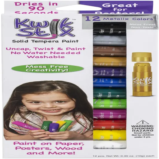 Kwik Stix Solid Tempera Paint Sticks 12/Pkg-Metalix Colors {1}