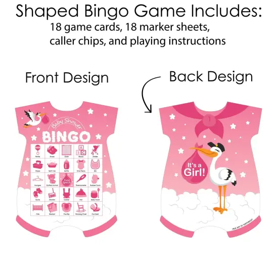 Big Dot of Happiness Girl Special Delivery - Picture Bingo Cards and Markers - It&rsquo;s A Girl Stork Baby Shower Shaped Bingo Game - Set of 18 {4}