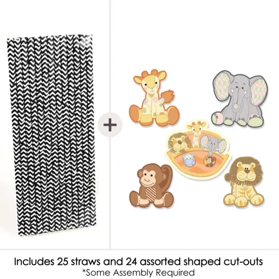 Big Dot of Happiness Noah's Ark Paper Straw Decor - Baby Shower or Birthday Party Striped Decorative Straws - Set of 24 {4}