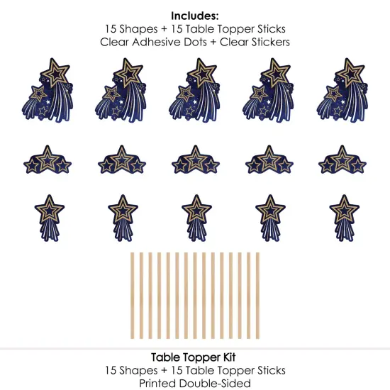 Big Dot of Happiness Starry Skies - Gold Celestial Party Centerpiece Sticks - Table Toppers - Set of 15 {7}