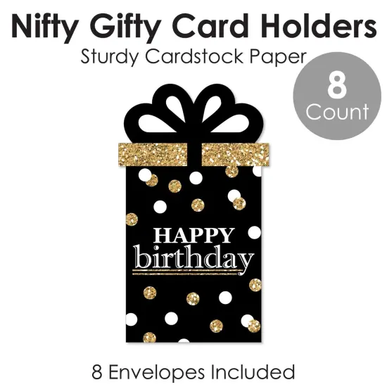 Big Dot of Happiness Adult Happy Birthday - Gold - Birthday Party Money and Gift Card Sleeves - Nifty Gifty Card Holders - Set of 8 {6}