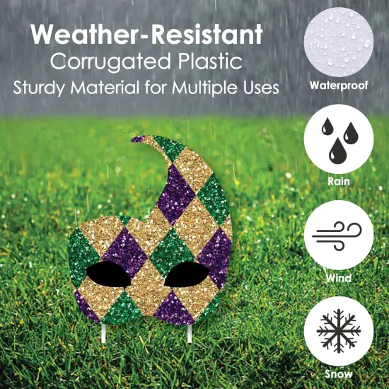 Big Dot of Happiness Mardi Gras - Mask and Fleur De Lis Lawn Decorations - Outdoor Masquerade Party Yard Decorations - 10 Piece {6}