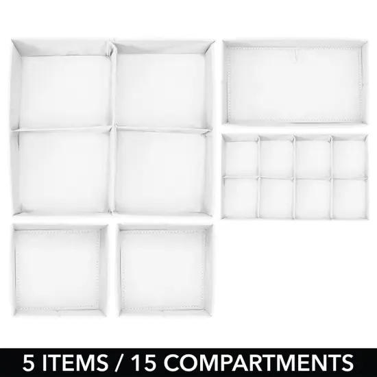 mDesign Fabric Drawer/Closet Divided Organizers, Set of 5 {3}