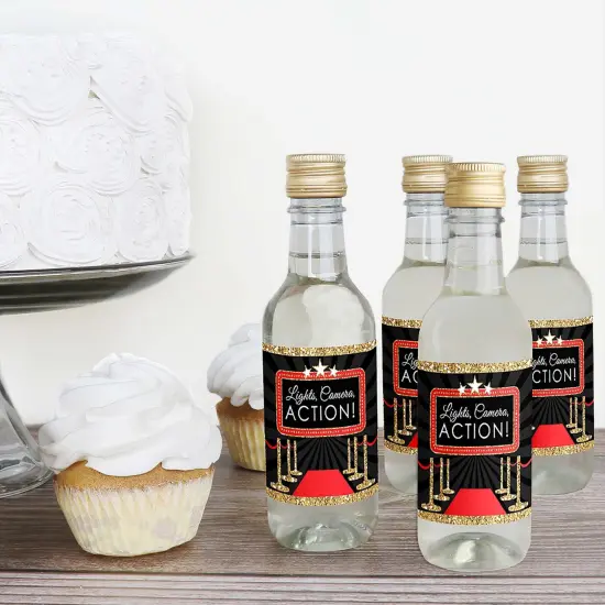 Big Dot of Happiness Red Carpet - Mini Wine and Champagne Bottle Label Stickers - Movie Night Party Favor Gift for Women and Men - Set of 16 {4}