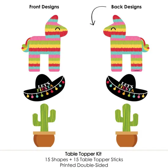 Big Dot of Happiness Let's Fiesta - Fiesta Party Centerpiece Sticks - Table Toppers - Set of 15 {6}