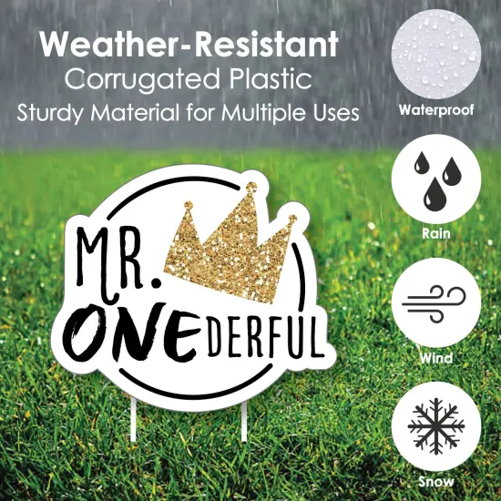 Big Dot of Happiness 1st Birthday Little Mr. Onederful - Yard Sign and Outdoor Lawn Decorations - Boy First Birthday Party Yard Signs - Set of 8 {4}