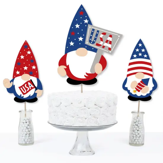 Big Dot of Happiness Patriotic Gnomes - Holiday Gnome Party Centerpiece Sticks - Table Toppers - Set of 15 {4}