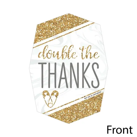 Big Dot of Happiness It's Twins - Shaped Thank You Cards - Gold Twins Baby Shower Thank You Note Cards with Envelopes - Set of 12 {4}