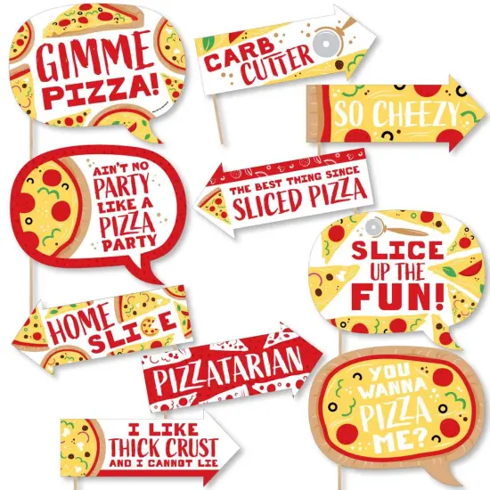 Big Dot of Happiness Funny Pizza Party Time - Baby Shower or Birthday Party Photo Booth Props Kit - 10 Piece {1}