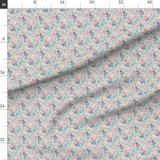 Various Fabrics by the Yard or Fat Quarter Small Scale Medical Doctor Nurse Blue Pink Grey Medicine Nursing Hospital Custom Printed Fabric by Spoonflower {1}