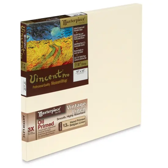 Masterpiece Vincent Pro Artfix Linen Canvas - 12" x 12", Oil Primed {1}