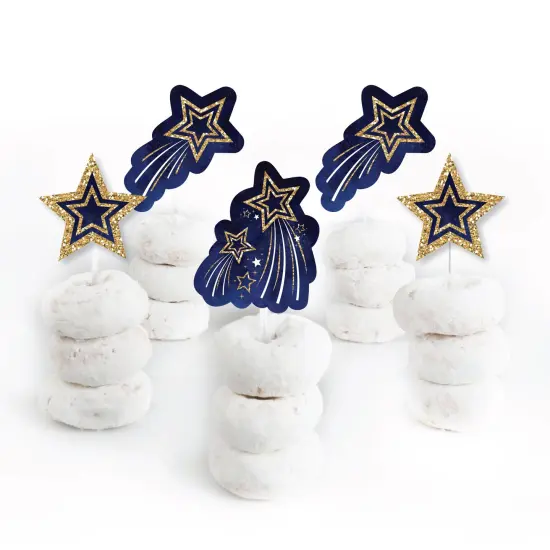 Big Dot of Happiness Starry Skies - Dessert Cupcake Toppers - Gold Celestial Party Clear Treat Picks - Set of 24 {3}