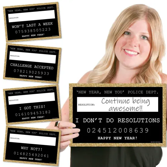 Big Dot of Happiness New Year's Eve - Gold - New Years Eve Party Resolution Mug Shots - Photo Booth Props Kit - 20 Count {1}