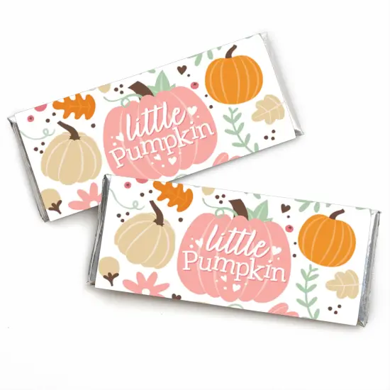 Big Dot of Happiness Girl Little Pumpkin - Candy Bar Wrapper Fall Birthday Party or Baby Shower Favors - Set of 24 {1}
