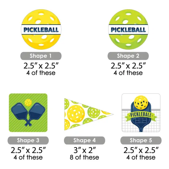 Big Dot of Happiness Let&rsquo;s Rally - Pickleball - DIY Shaped Birthday or Retirement Party Cut-Outs - 24 Count {4}